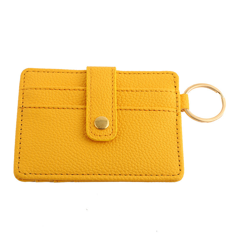 Wholesale PU Cow Pattern Solid Color Card Holder Keychain